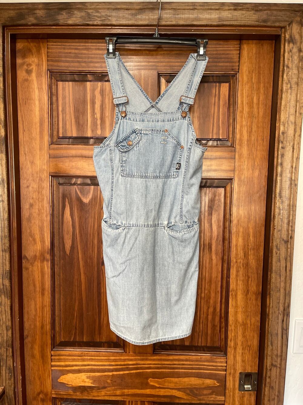 VTG 90s Esprit Denim Overall Dress
Medium Light Wash Bib Skirtal Jumper M